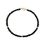 A faceted beaded gemstone bracelet with three gold bead accents and lobster clasp. Available in twelve natural gemstones.
