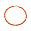A faceted beaded gemstone bracelet with three gold bead accents and lobster clasp. Available in twelve natural gemstones.