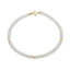 A faceted beaded gemstone bracelet with three gold bead accents and lobster clasp. Available in twelve natural gemstones.