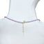 A faceted beaded necklace with a solid gold flower pendant attached. available in amethyst or pink tourmaline.