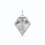 A gold kite shaped birth flower charm with birth stones bezel set above. Made with solid gold and jump ring bail.