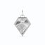 A gold kite shaped birth flower charm with birth stones bezel set above. Made with solid gold and jump ring bail.