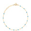 A dainty chain bracelet with beaded color enamel stations. Made with adjustment links.