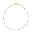 A dainty chain bracelet with beaded color enamel stations. Made with adjustment links.