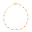A dainty chain bracelet with beaded color enamel stations. Made with adjustment links.