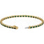 Gold bracelet with green gemstones on a white background