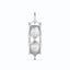 A hourglass pendant with two pear diamonds and decorated pillars. Bezel set in solid gold.