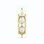 A hourglass pendant with two pear diamonds and decorated pillars. Bezel set in solid gold.