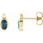 Gold earrings with gemstones on a white background