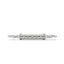 Silver bracelet with star and moon designs on a white background