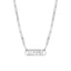 A gothic font initial necklace with a heart in the middle. Finished with paperclip chain.