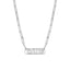 A gothic font name plate necklace with accent diamond and paperclip chain. 1mm thick plate.