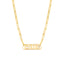 A gothic font name plate necklace with accent diamond and paperclip chain. 1mm thick plate.