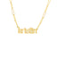 A gothic font nameplate with a paperclip chain finished with lobster clasp.