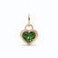 A rare green lab diamond heart bezel set with ribbed sides. simple and modern, available in solid yellow, white and rose gold.