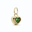 A rare green lab diamond heart bezel set with ribbed sides. simple and modern, available in solid yellow, white and rose gold.
