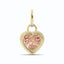 A heart shaped pink diamond pendant bezel set with ribbed edges and a oval bail.