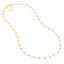 Product picture of an enamel beaded station chain. This chain has a color beaded element spaced with gold cable links. Light pink
