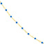 Product picture of an enamel beaded station chain. This chain has a color beaded element spaced with gold cable links. Blue