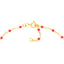 Product picture of an enamel beaded station chain. This chain has a color beaded element spaced with gold cable links. Showing pink color clasp.