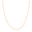 Product picture of an enamel beaded station chain. This chain has a color beaded element spaced with gold cable links. Light pink
