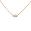 Product picture of a evil eye enamel necklace in light blue with a diamond center. This necklace is attached to a cable chain made in solid gold.
