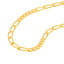Solid gold figaro link chain with elongated link sections mixed with curb chain sections. Great for a vintage style vibes. Clasp