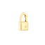 A gold padlock connector that has a spring push closure at the top. Works like a clasp and looks like a padlock.