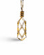 A crystal carrier made in gold filled material. Made to be able to open and insert the crystal of your choice. The beaded closure allows you to move freely and close the carrier.