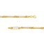 A gold trombone link chain with elongated oval links and three round links alternated finished with a lobster clasp.