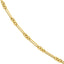 A gold trombone link chain with elongated oval links and three round links alternated finished with a lobster clasp.