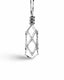 A silver crystal carrier necklace that is designed to be a basket that holds a crystal or a gemstone of your choice.