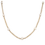 A pearl station necklace with fresh water pearls stationed with rolo link chain segments in between. Small pearls