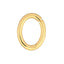 A gold oval simple connector lock with a push closure. This connector is made for open loop necklaces or can be used as a clasp.