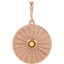 A round coin pendant with a round natural colored gemstone and a starburst ray design.