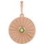 A round coin pendant with a round natural colored gemstone and a starburst ray design.