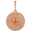 A round coin pendant with a round natural colored gemstone and a starburst ray design.