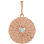 A round coin pendant with a round natural colored gemstone and a starburst ray design.