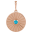 A round coin pendant with a round natural colored gemstone and a starburst ray design.