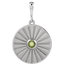 A round coin pendant with a round natural colored gemstone and a starburst ray design.