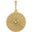 A round coin pendant with a round natural colored gemstone and a starburst ray design.