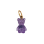 A hand carved teddy bear charm, carved in different gemstones such as rose quartz, green amethyst, purple amethyst, and blue topaz. Finished with a round bail.
