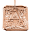 A square pendant with antique vintage wax seal press style letter fonts. This initial pendant looks like the wax seal was pressed into the gold. With a round bail.