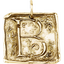 A square pendant with antique vintage wax seal press style letter fonts. This initial pendant looks like the wax seal was pressed into the gold. With a round bail.