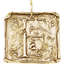 A square pendant with antique vintage wax seal press style letter fonts. This initial pendant looks like the wax seal was pressed into the gold. With a round bail.