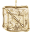 A square pendant with antique vintage wax seal press style letter fonts. This initial pendant looks like the wax seal was pressed into the gold. With a round bail.