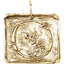 A square pendant with antique vintage wax seal press style letter fonts. This initial pendant looks like the wax seal was pressed into the gold. With a round bail.
