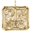 A square pendant with antique vintage wax seal press style letter fonts. This initial pendant looks like the wax seal was pressed into the gold. With a round bail.