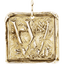 A square pendant with antique vintage wax seal press style letter fonts. This initial pendant looks like the wax seal was pressed into the gold. With a round bail.