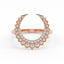 Rose gold ring with diamond accents on a white background